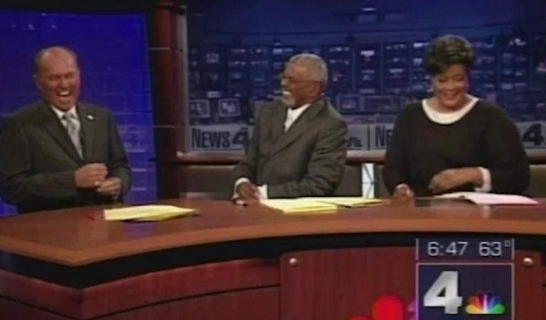 News Anchors Can’t Stop Laughing At Falling Model