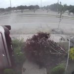 Car crash captured by Ring security camera.