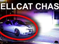 Police chase involving white sports car at night
