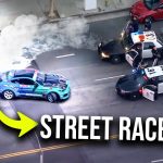 Street racer caught by police on city street.