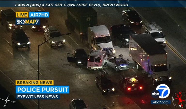 Chase ends in wrong-way crash on 405 Freeway