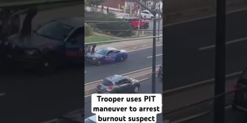 Trooper arrests suspect using PIT maneuver on street.