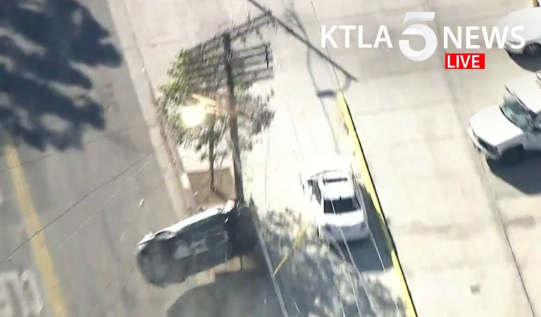High-speed pursuit ends in violent crash overturning vehicle in Echo Park area High-speed pursuit ends in violent crash overturning vehicle in Echo Park area