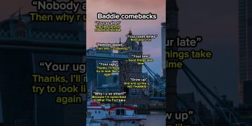Baddie comebacks text overlay on bridge background.