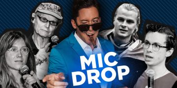 Group of people with microphones and 'Mic Drop' text.