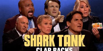 Shark Tank judges discussing business deals passionately.