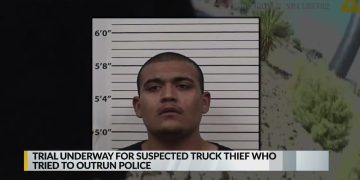 Trial for truck thief who tried fleeing police.