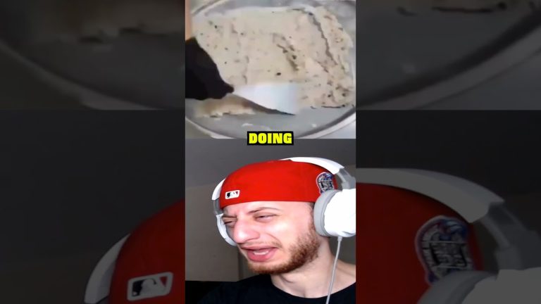 Person reacting to unusual food preparation.