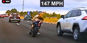 Motorcyclist speeds on highway at 147 MPH.