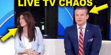 Live TV show unexpected chaos moment with hosts.