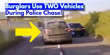Burglars escape using two cars in police chase.
