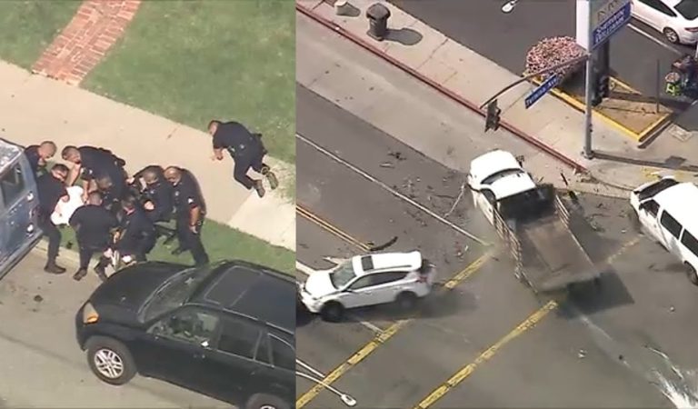 FULL CHASE: Dangerous police chase of stolen truck ends with major crashes in Long Beach
