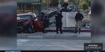 Police investigating Glendora road accident scene