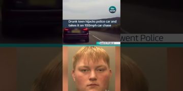 Teen hijacks police car, leads high-speed chase.