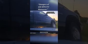 Police car PIT maneuver at high speed.