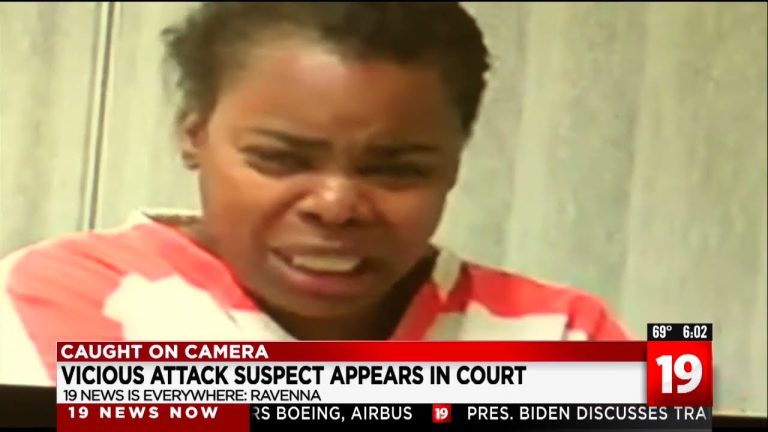 Court appearance of suspect caught on camera.