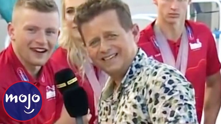 Group of smiling people during an interview