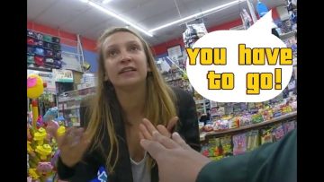 Person in store saying 'You have to go!'