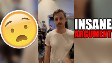 Shocked emoji, man during intense argument scene