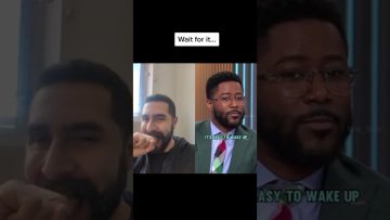 Two men discuss waking up easily.
