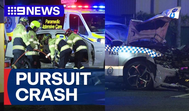 Manhunt under way after high-speed police chase | 9 News Australia