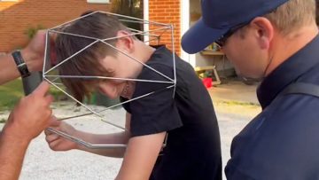 Child rescued from metal structure by firefighters
