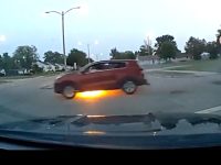 Car drifting with sparks on the road.