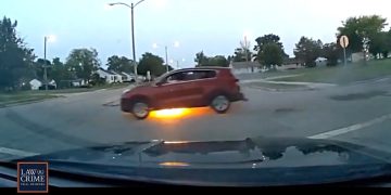 Car drifting with sparks on the road.