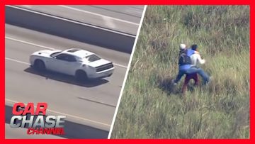 Car chase and field arrest scene
