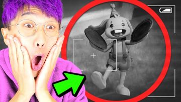 Surprised person with animated character and camera overlay.