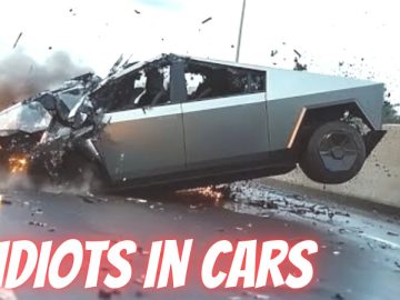 Car crash explosion on highway scene
