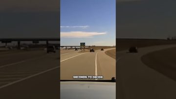 Cars merge highway, decision ahead.
