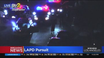 LAPD pursuit captured by news helicopter at night.