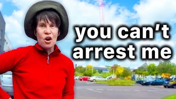 Person in hat saying 'you can't arrest me'
