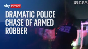 Police chase armed robber caught on camera