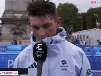 Team GB athlete interviewed at Paris event.