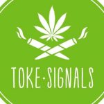 Toke Signals logo with cannabis leaf, smoke design.