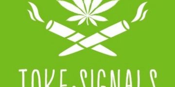 Toke Signals logo with cannabis leaf, smoke design.