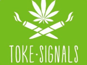 Toke Signals logo with cannabis leaf, smoke design.