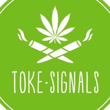 Toke Signals logo with cannabis leaf, smoke design.