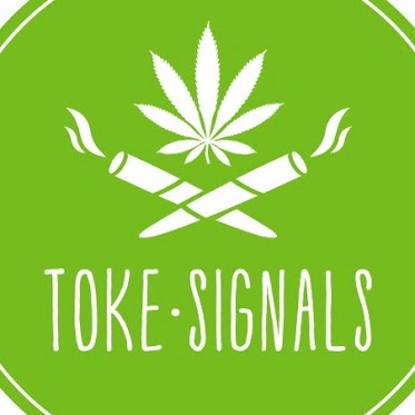 Toke Signals logo with cannabis leaf, smoke design.