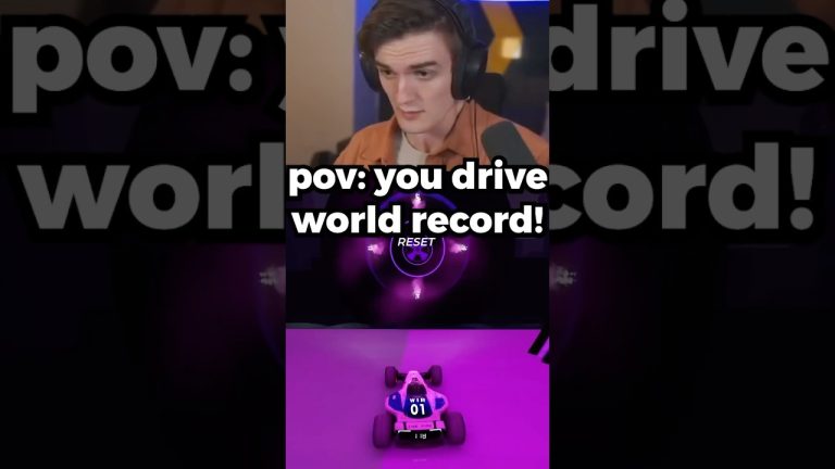 Person gaming, driving to break world record.