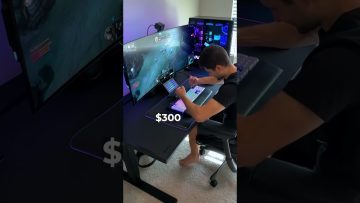 Gamer using PC setup with curved monitor