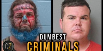 Images of unusual criminals labeled dumbest.