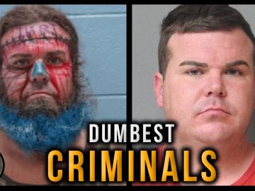 Images of unusual criminals labeled dumbest.