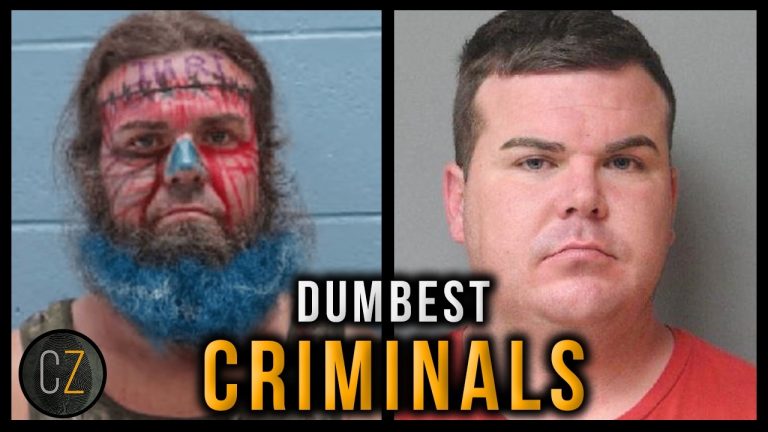 Images of unusual criminals labeled dumbest.