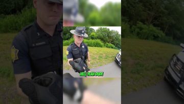 Police officer handling a glove outdoors