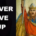 Motivational message with historical warrior illustration.