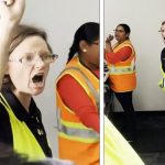 Airport workers expressing frustration and raising voices.