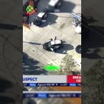 Aerial view of police car and officers on street.